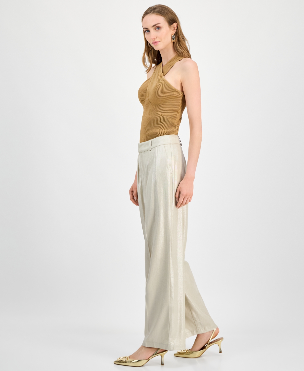 Inc International Concepts Women's Metallic Linen Pants, Macy's Exclusive