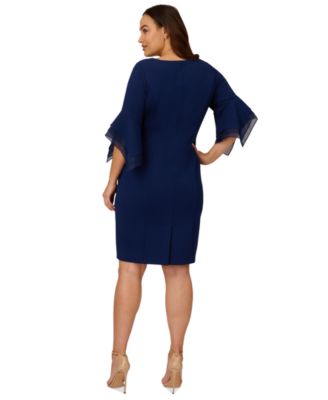 Plus Size Tiered-Cuff 3/4-Sleeve Sheath Dress