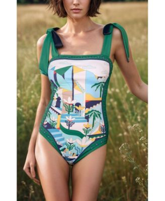 Women's Green Wonderland Reversible One-Piece Swimsuit