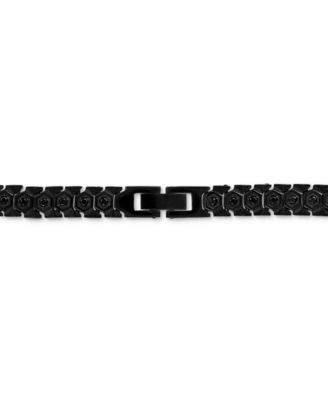 Cubic Zirconia Honeycomb Link 24" Necklace in Black IP Stainless Steel, Exclusively at Macy's 