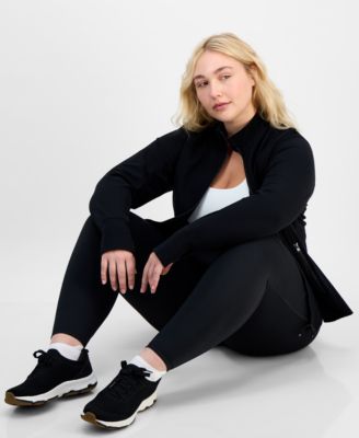 Plus Size Soft Flex Solid Full-Zip Jacket, Created for Macy's