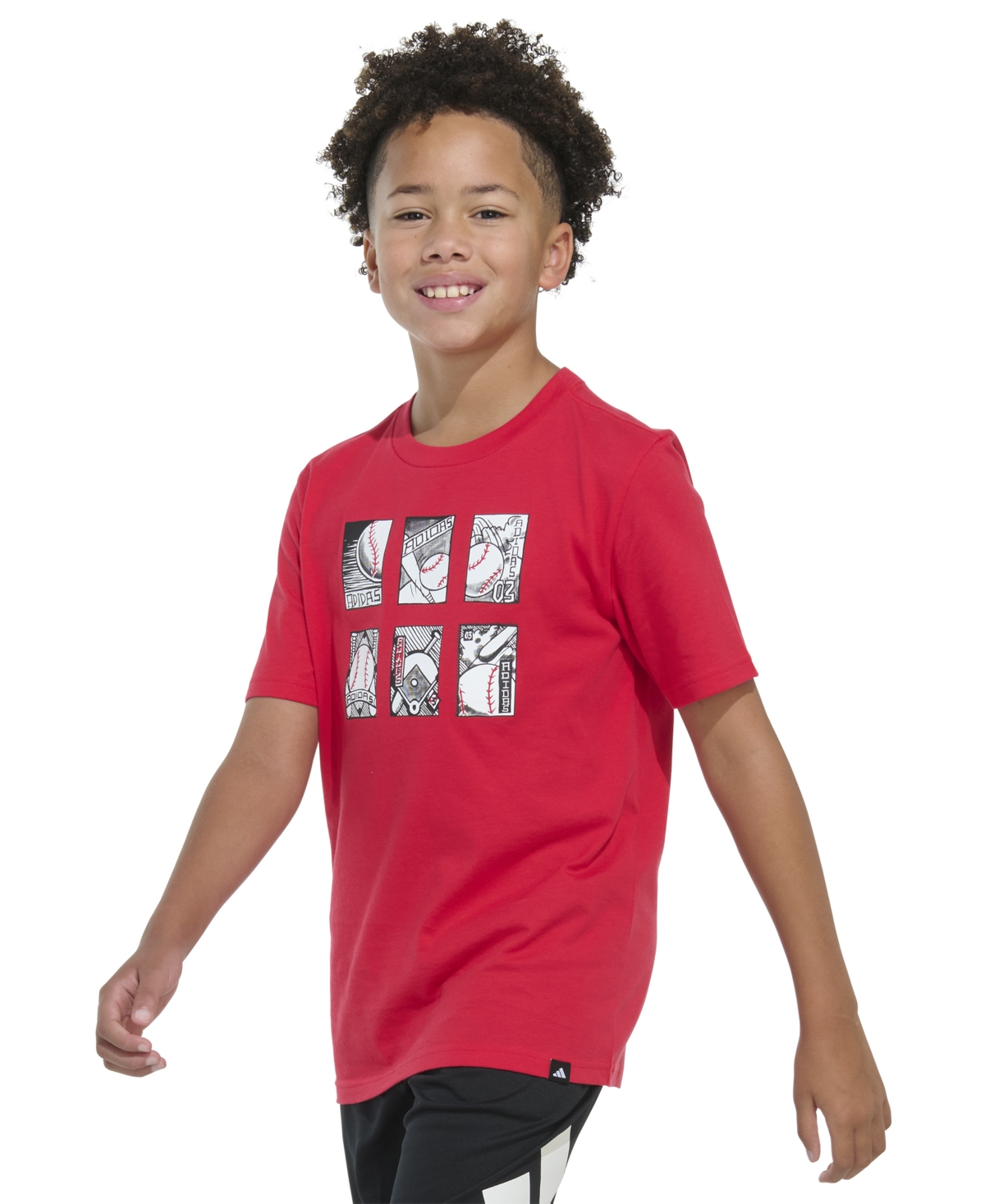 Adidas Originals Big Boys Short Sleeve Baseball Card T-shirt
