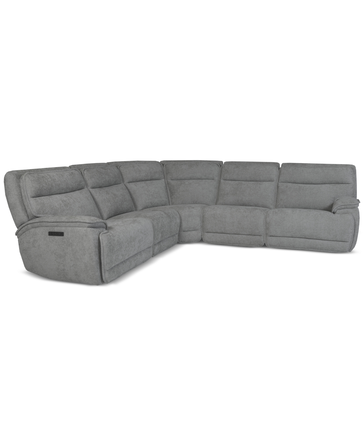 Macy's Ozryn 5-pc. Fabric Sectional With 2 Power Motion Chairs, Exclusively At  In Silver