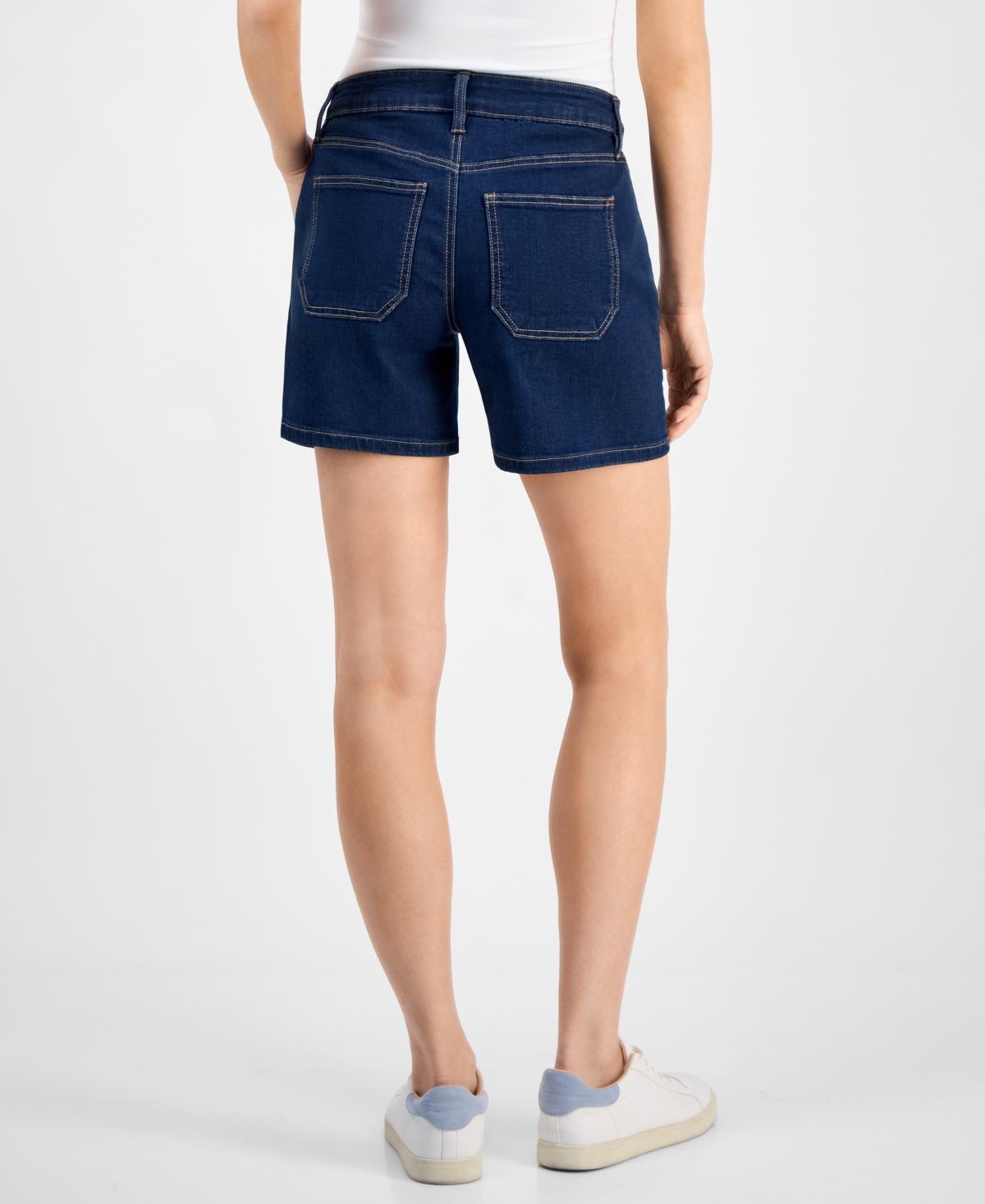 STYLE & CO PETITE UTILITY-POCKET DENIM SHORTS, EXCLUSIVELY AT MACY'S 