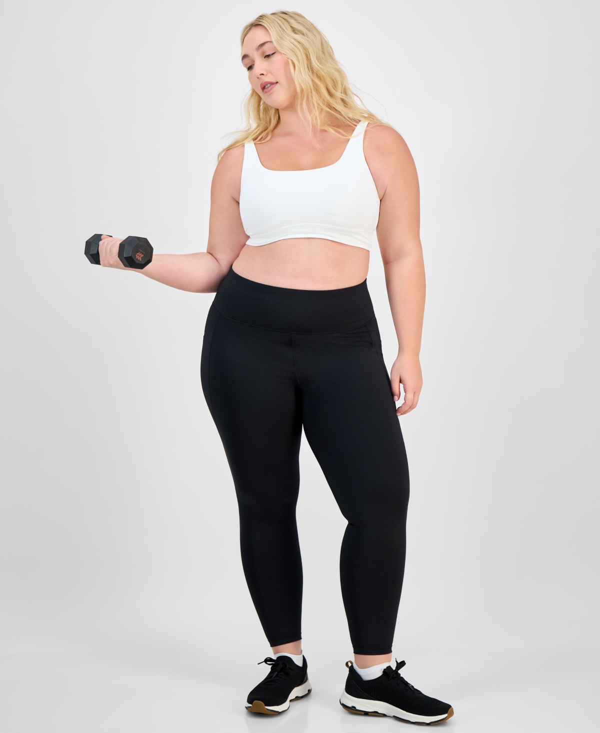 Plus Size Compression 7/8 Leggings, Created for Macy's - Deep Black
