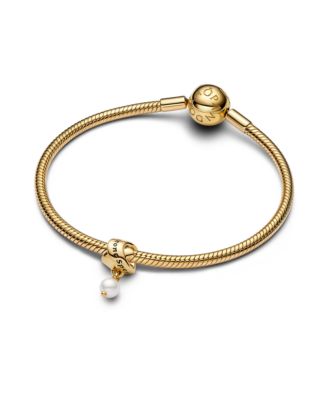 Treated Freshwater 14K Gold-Plated Dangle with Ribbon Charms