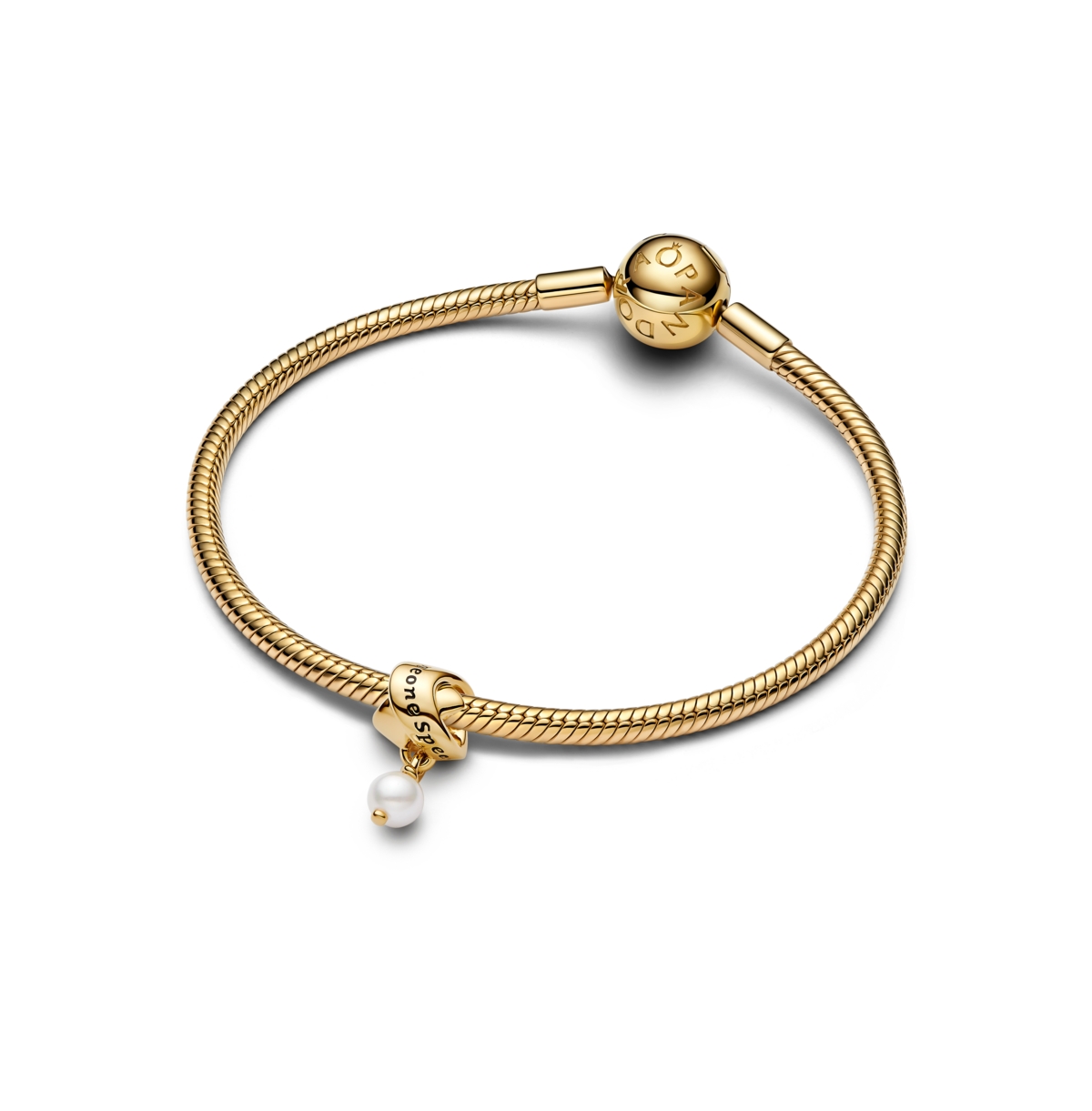 Pandora Treated Freshwater 14k Gold-plated Dangle With Ribbon Charms
