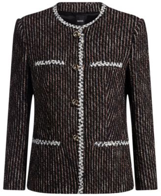 Women's Multicolored Boucle Slim-Fit Blazer