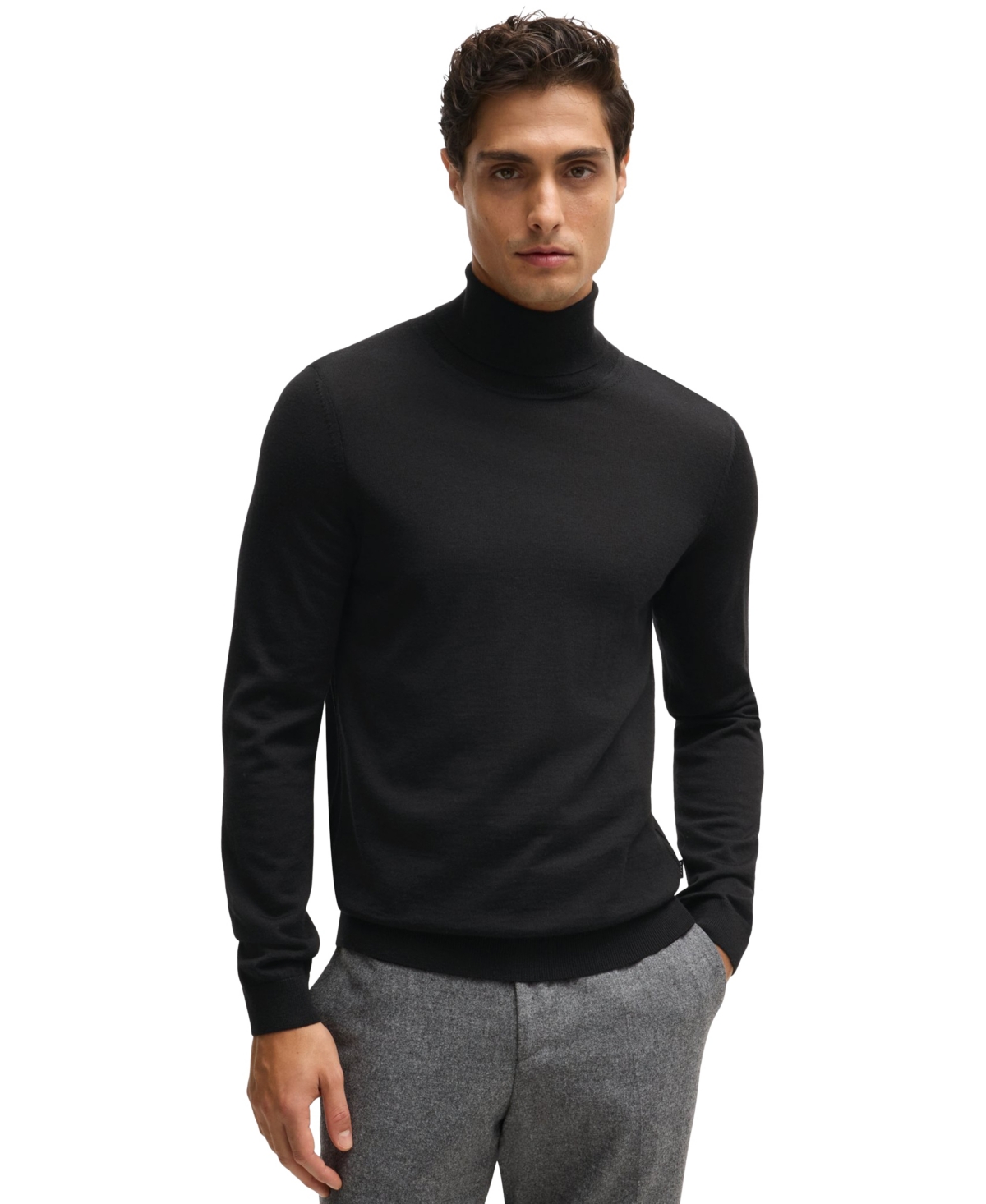 HUGO BOSS BOSS BY HUGO BOSS MEN'S SLIM-FIT ROLLNECK MERINO WOOL SWEATER 