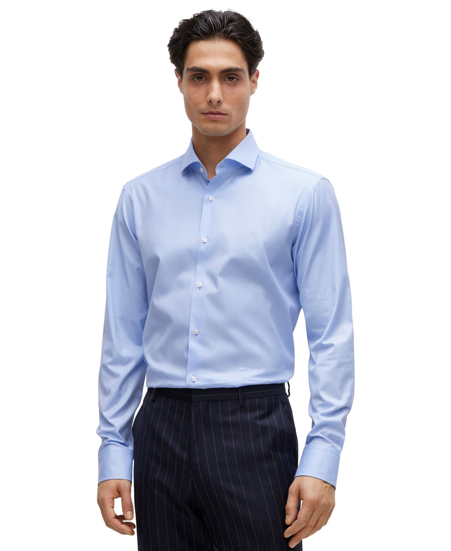 Men's Stretch-Cotton Twill Regular-Fit Dress Shirt