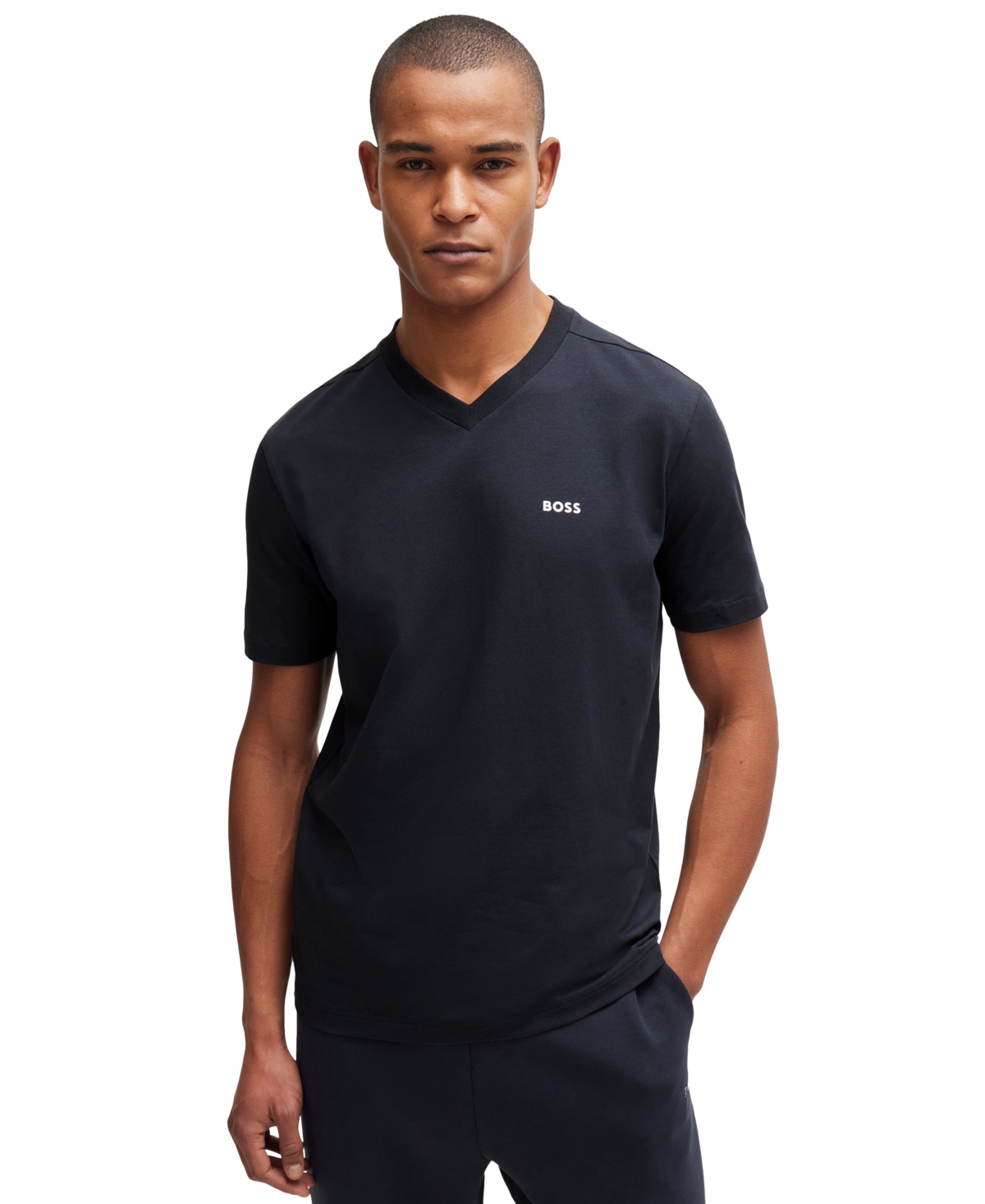 Hugo Boss Boss By  Men's Contrast Logo Regular-fit T-shirt In Blue