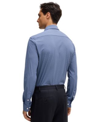 Men's Slim-Fit Printed Performance Dress Shirt