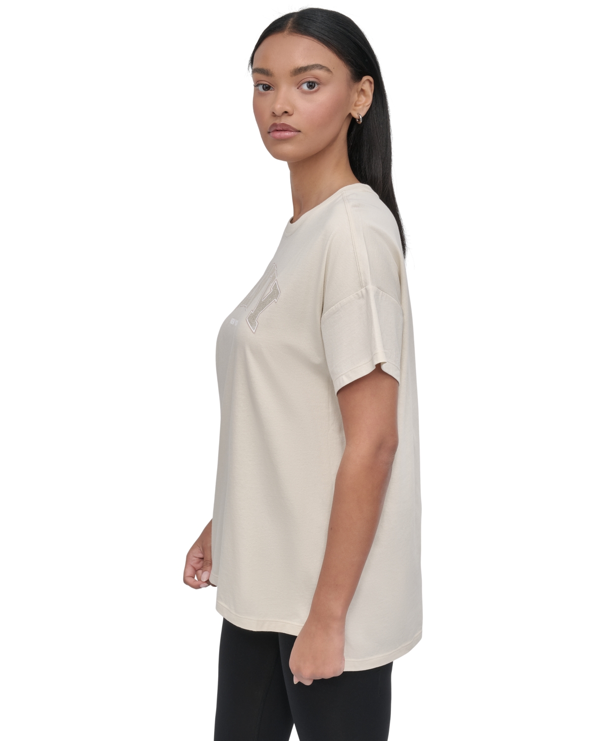Shop Dkny Sport Women's Glitter Logo Varsity T-shirt