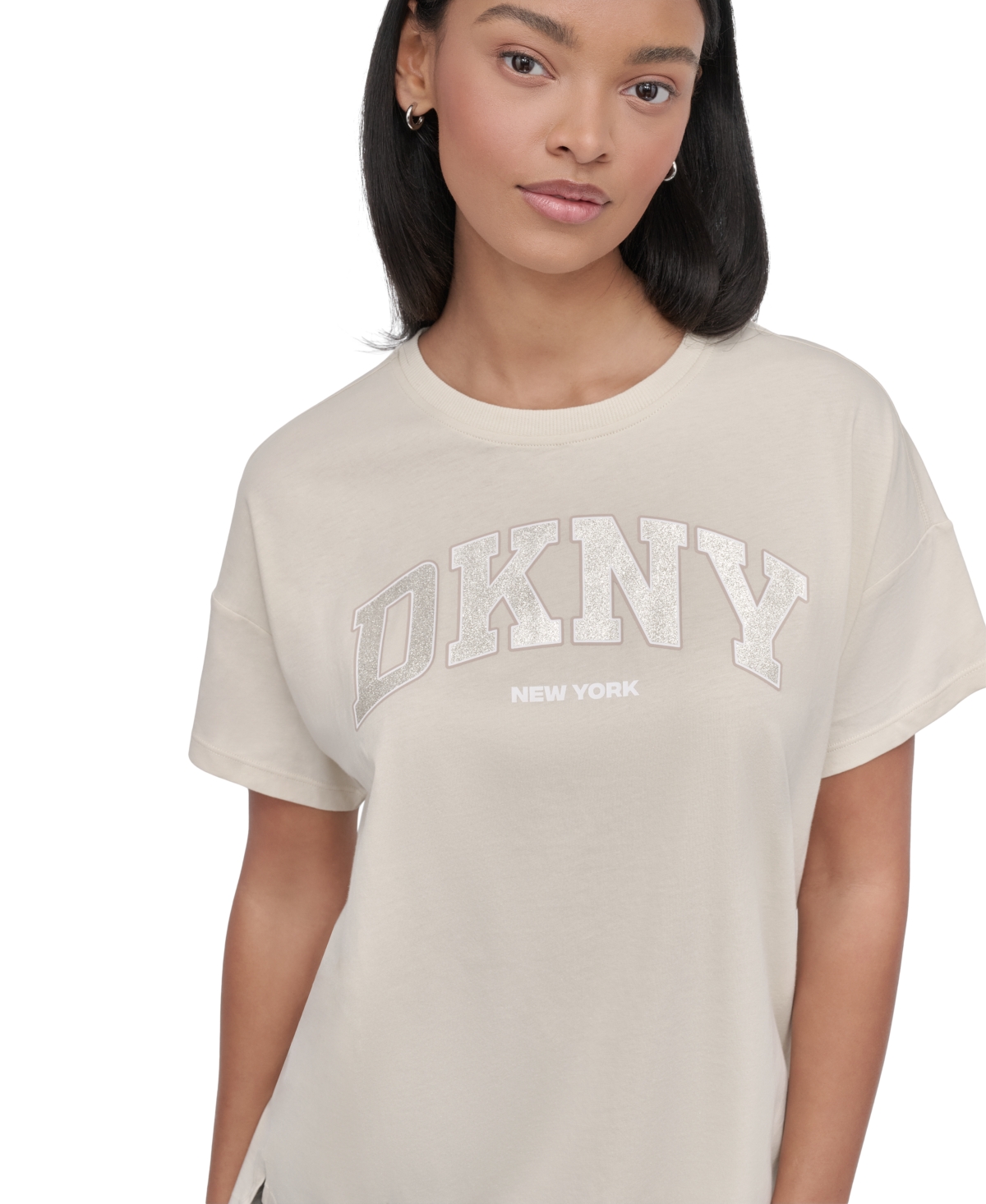 Shop Dkny Sport Women's Glitter Logo Varsity T-shirt