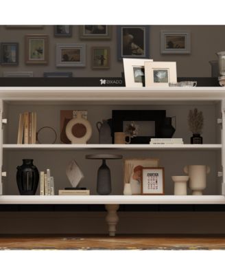 TV Stand with 2 Glass Doors and 4 Drawers, Media Console , Entertainment Center