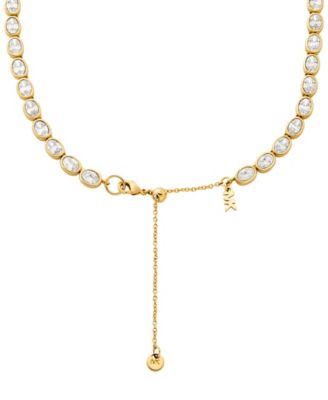 14K Gold-Plated Brass Bezel-Set Necklace