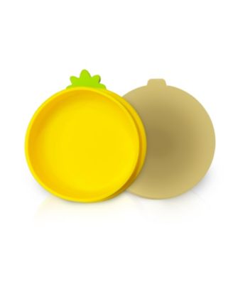Yellow Small Pineapple-Shaped Silicone Pet Bowl with Non-Slip Suction Base