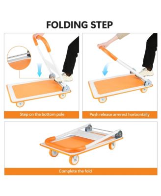 Push Cart Dolly, Moving Platform Hand Truck, Foldable for Easy Storage and 360 Degree Swivel Wheels with 330lb Weight Capacity