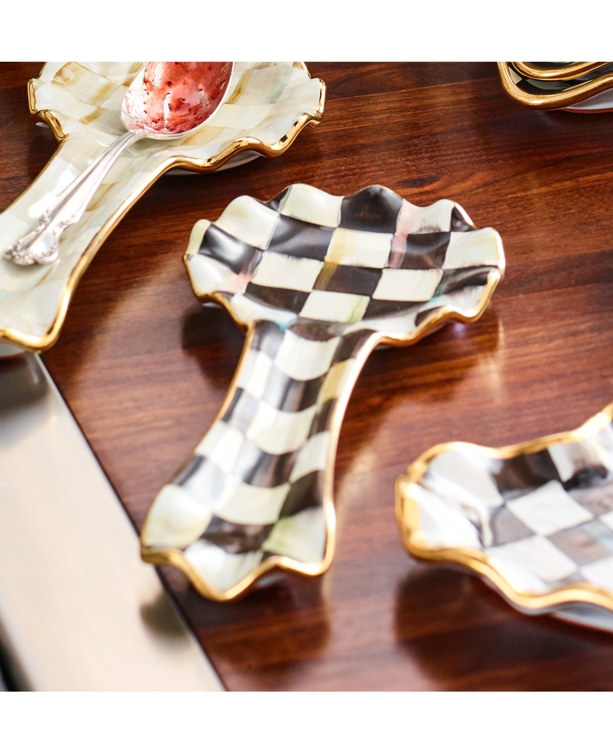 Mackenzie-childs Courtly Check Ceramic Spoon Rest In No Color