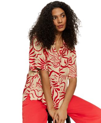 Women's Relaxed Vacation Collared Button-Front Shirt