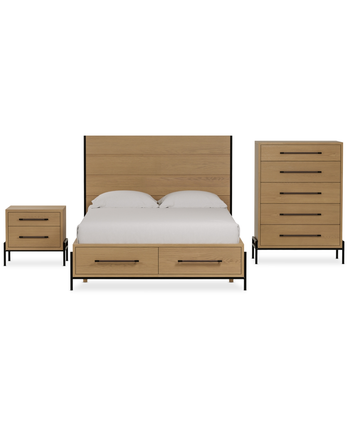 Macy's Linstead 3-pc. Twin Panel Storage Set (bed, Chest & Nightstand) In No Color