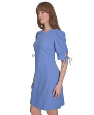 Women's Jacquard Tie-Sleeve Knit Shift Dress