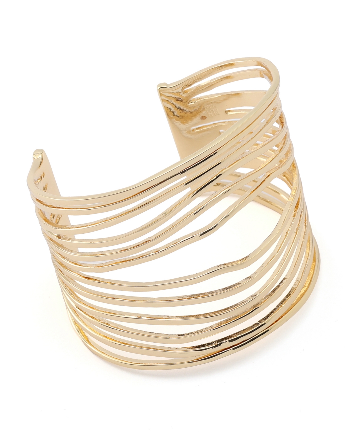 Gold Statement Layered Wire Cuff Bracelet - Gold