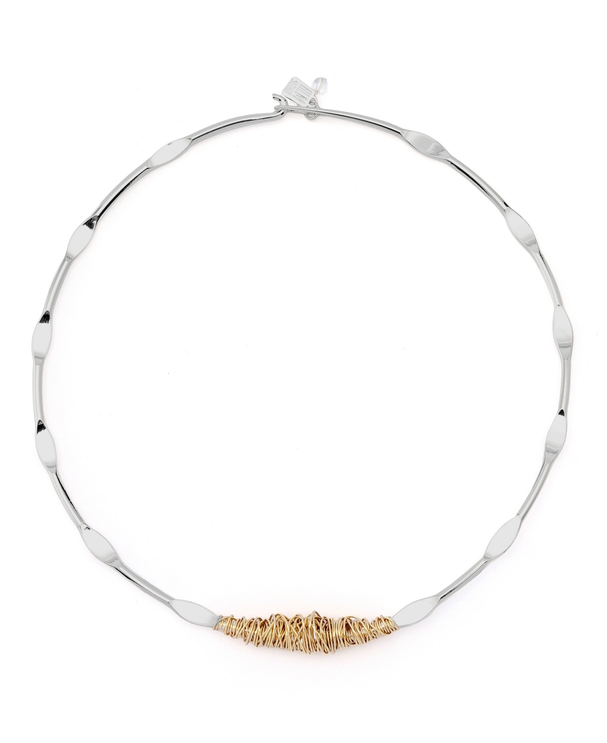 Silver Wire Wrapped Sculpted Collar Necklace - Silver