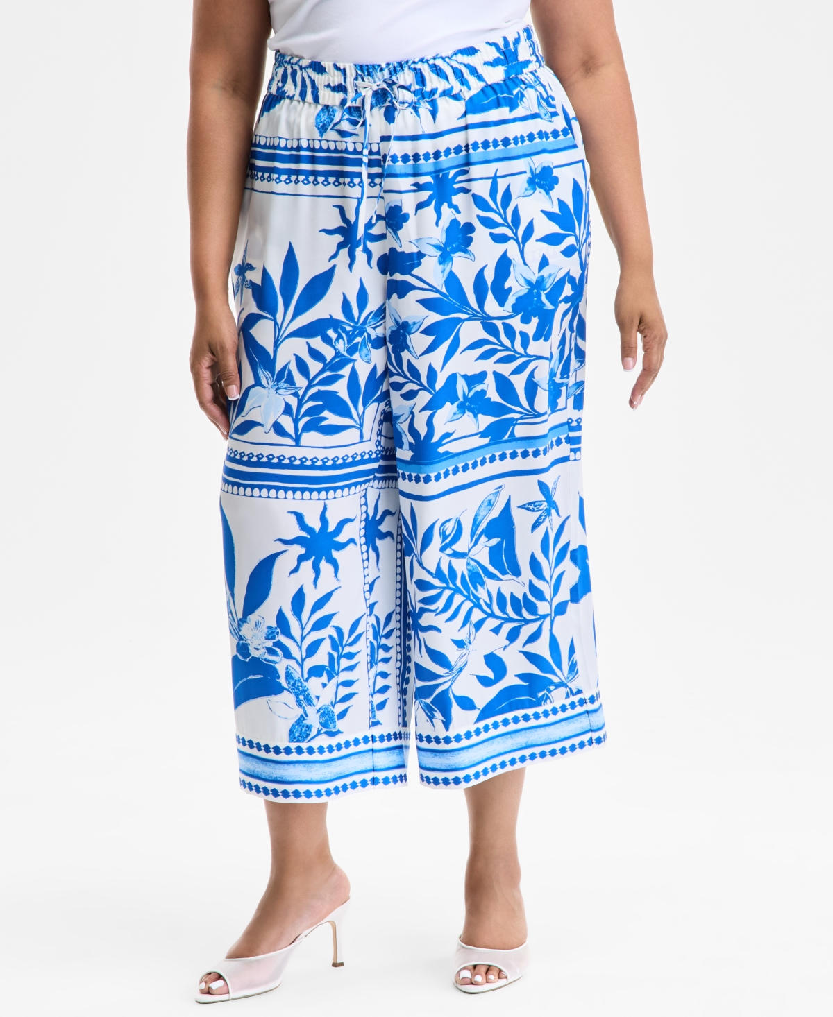 Inc International Concepts Plus Size Drawstring Wide-leg Pants, Exclusively At Macy's