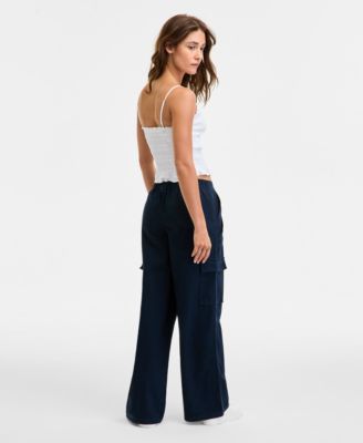 Juniors' Cargo Strap Wide-Leg Pants