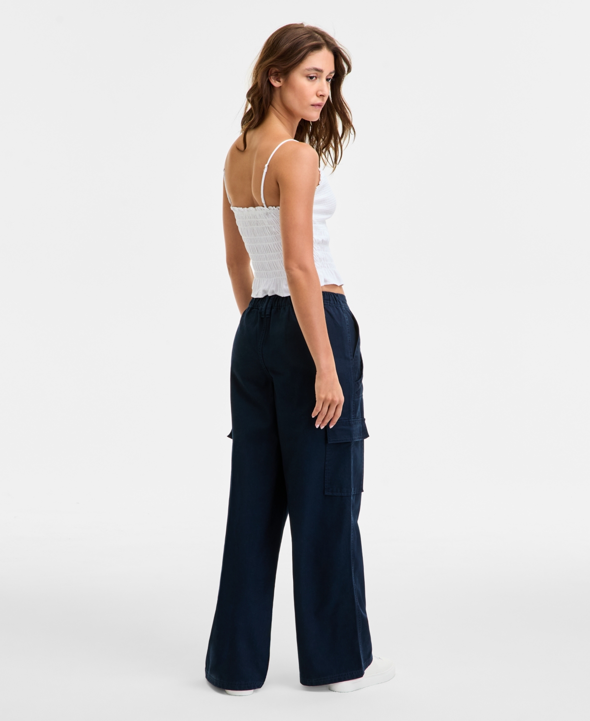 Celebrity Pink Juniors' Cargo Strap Wide-leg Pants