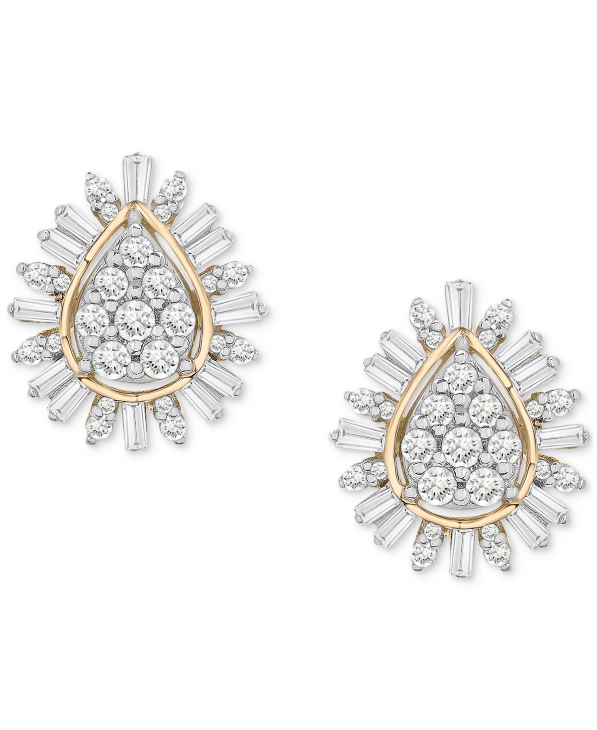 Diamond Teardrop Cluster Stud Earrings (1/2 ct. tw) in 14k Gold, Exclusively at Macy's - Yellow Gold
