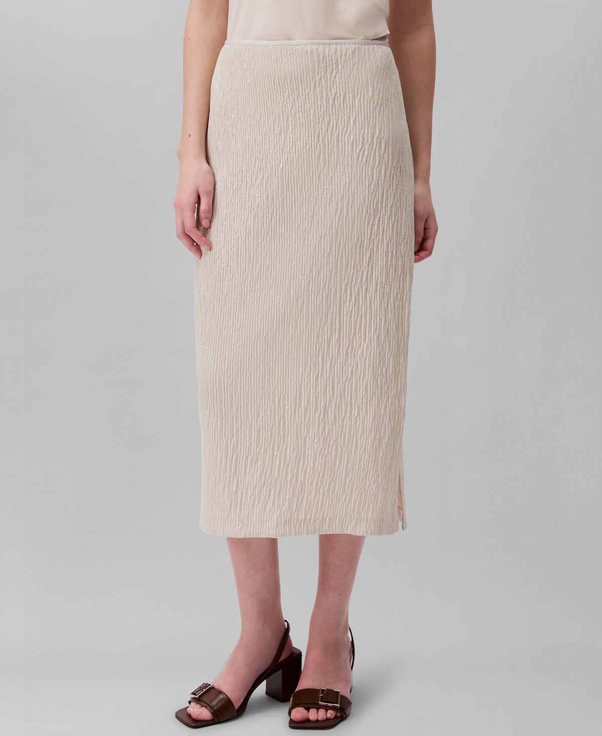 Calvin Klein Women's Sequined Midi Skirt In Oatmeal
