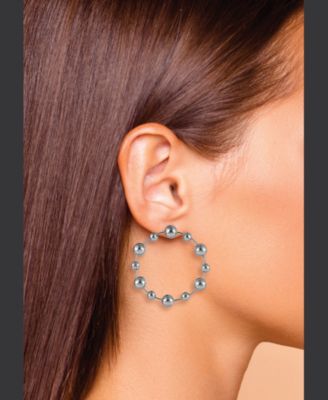 Silver Tone Ring Drop Earrings