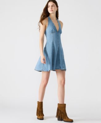 Women's Malia Stretch Denim Halterneck Dress