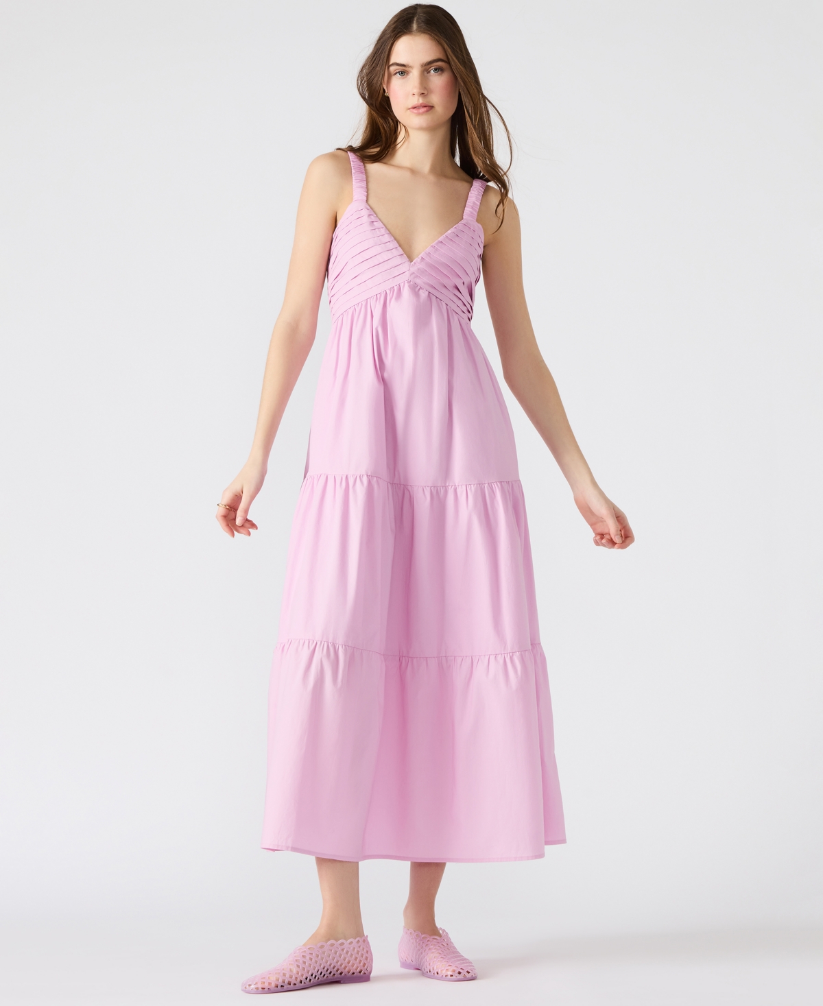 Steve Madden Eliora Tiered Cotton Sundress In Pink