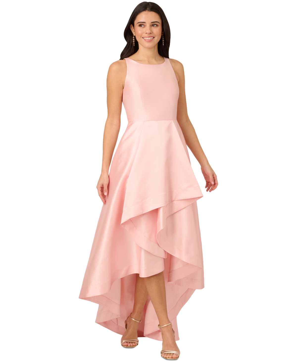 ADRIANNA PAPELL HIGH-LOW MIKADO GOWN 