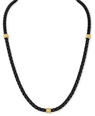 Esquire Men's Jewelry - Box Link 22" Chain Necklace in Black & Gold-Tone Ion Plated Stainless Steel