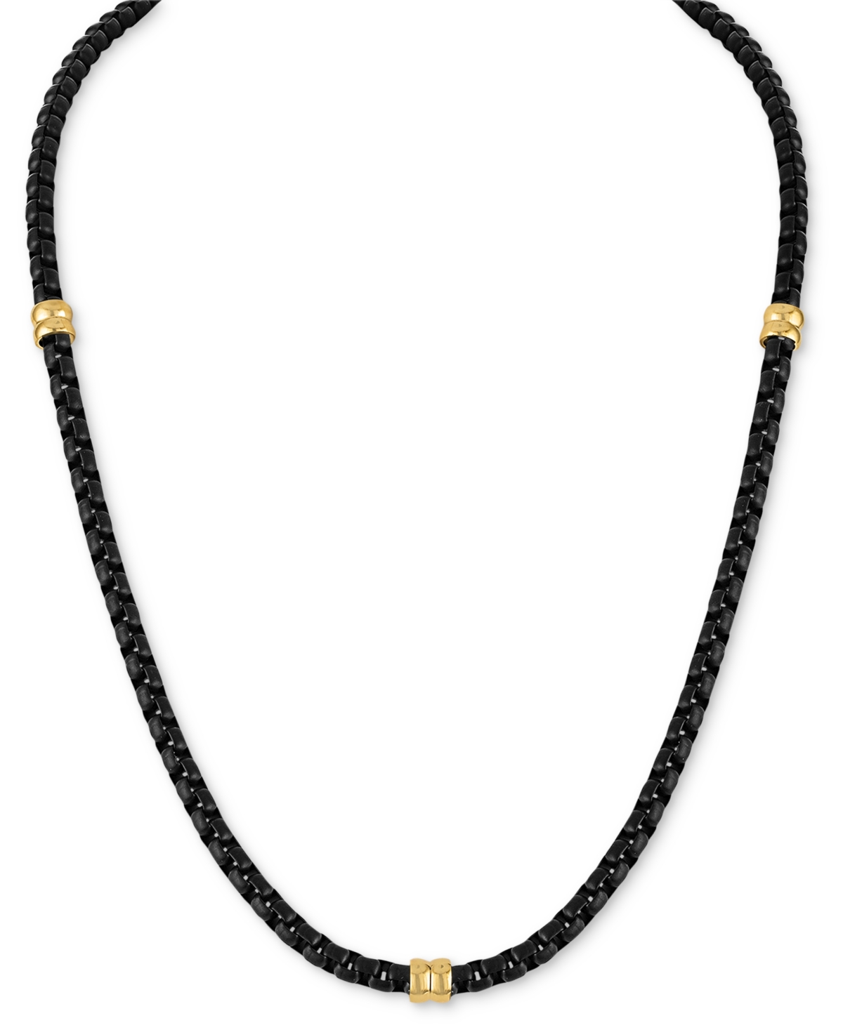 Box Link 22" Chain Necklace in Black & Gold-Tone Ion Plated Stainless Steel, Exclusively at Macy's - Black