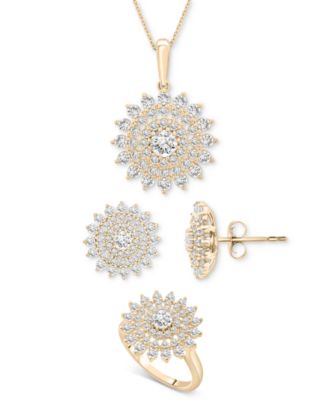 Diamond Flower Cluster Pendant 18" Necklace (1 ct. t.w.) in 14k Gold or 14k White Gold, Exclusively at Macy's