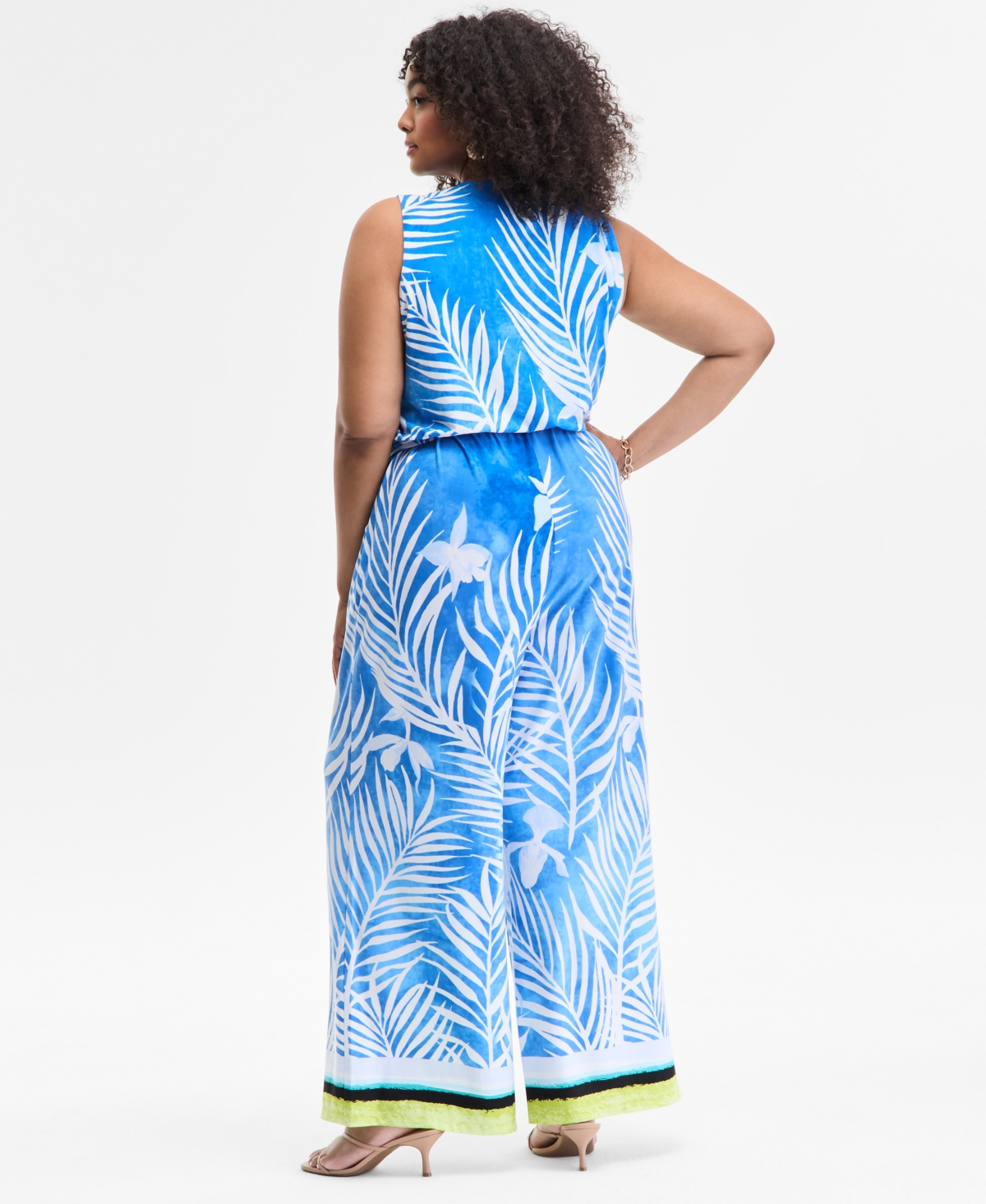 Shop Inc International Concepts Plus Size Printed Tie-waist Jumpsuit, Exclusively At Macy's