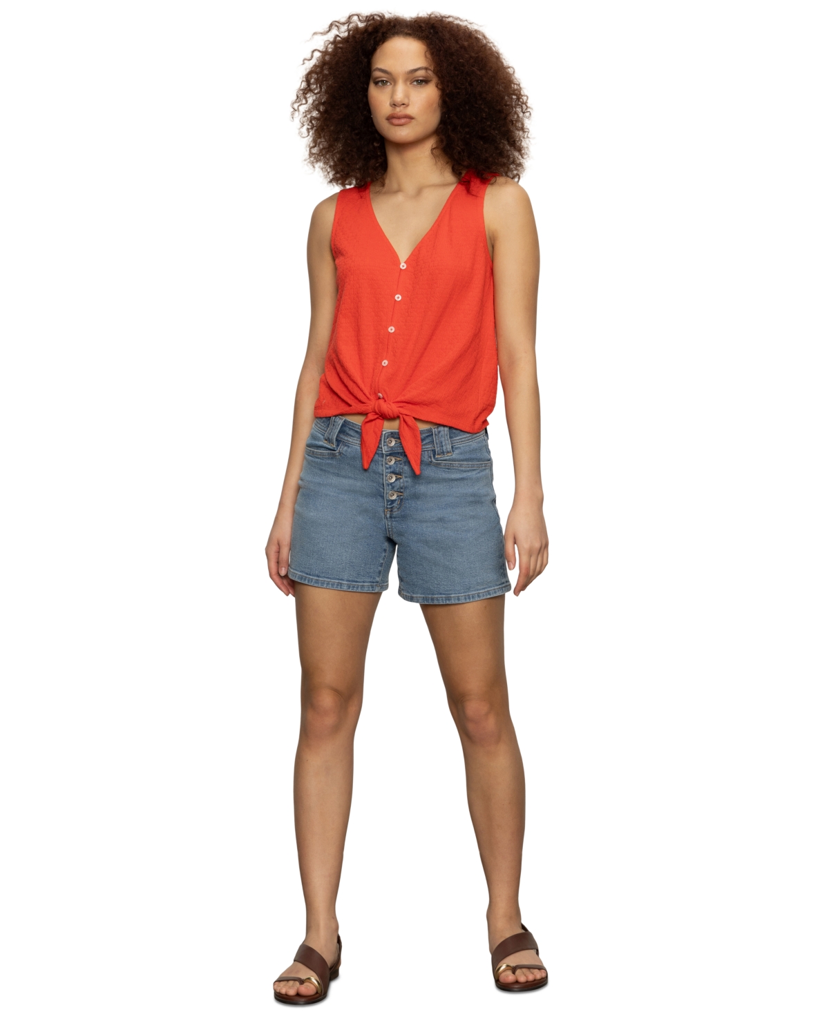 Sanctuary Women's Vacation Tie-front Button-up Vest In Multi