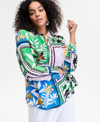 I.N.C. International Concepts - Plus Size Mixed-Print Blouse