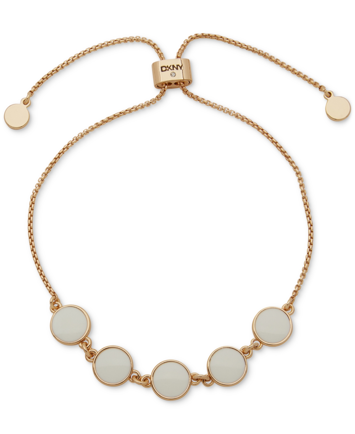 Shop Dkny Gold-tone Five Color Disc Slider Bracelet