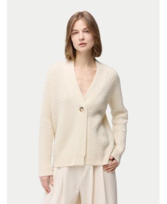 Women's Textured One Button-Front Cashmere Cardigan