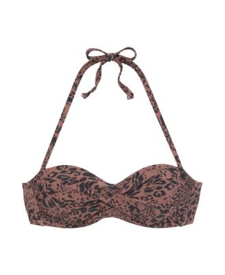 Women's Leopard Cheetah Print Bandeau Bikini Swimsuit Top Bra Sizing