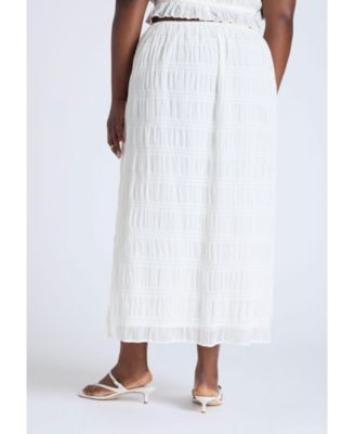 Women's Plus Size Ruched Tiered Maxi Skirt
