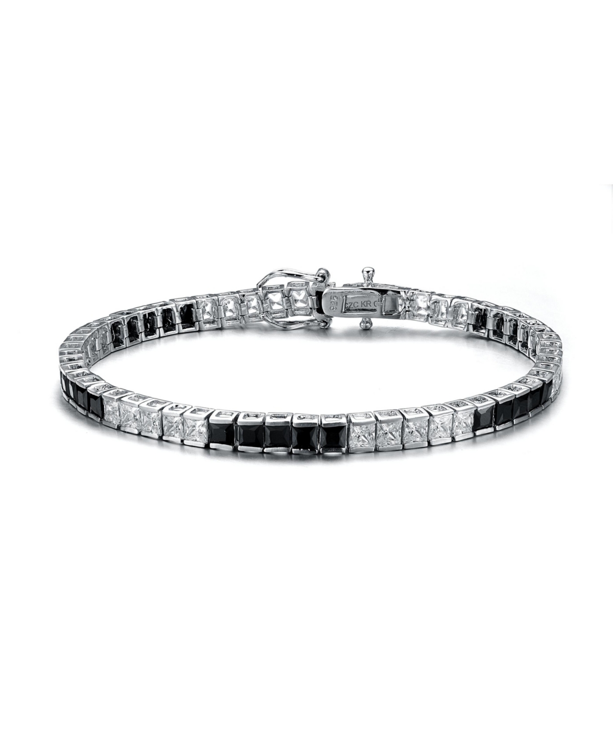 Sterling Silver with Colored Cubic Zirconia Tennis Bracelet in White Gold Plated or 14K Gold Plated - Yellow
