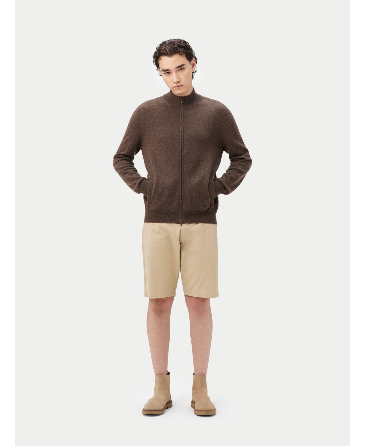 Gobi Cashmere Men's Full Zip Stand Collar Cardigan