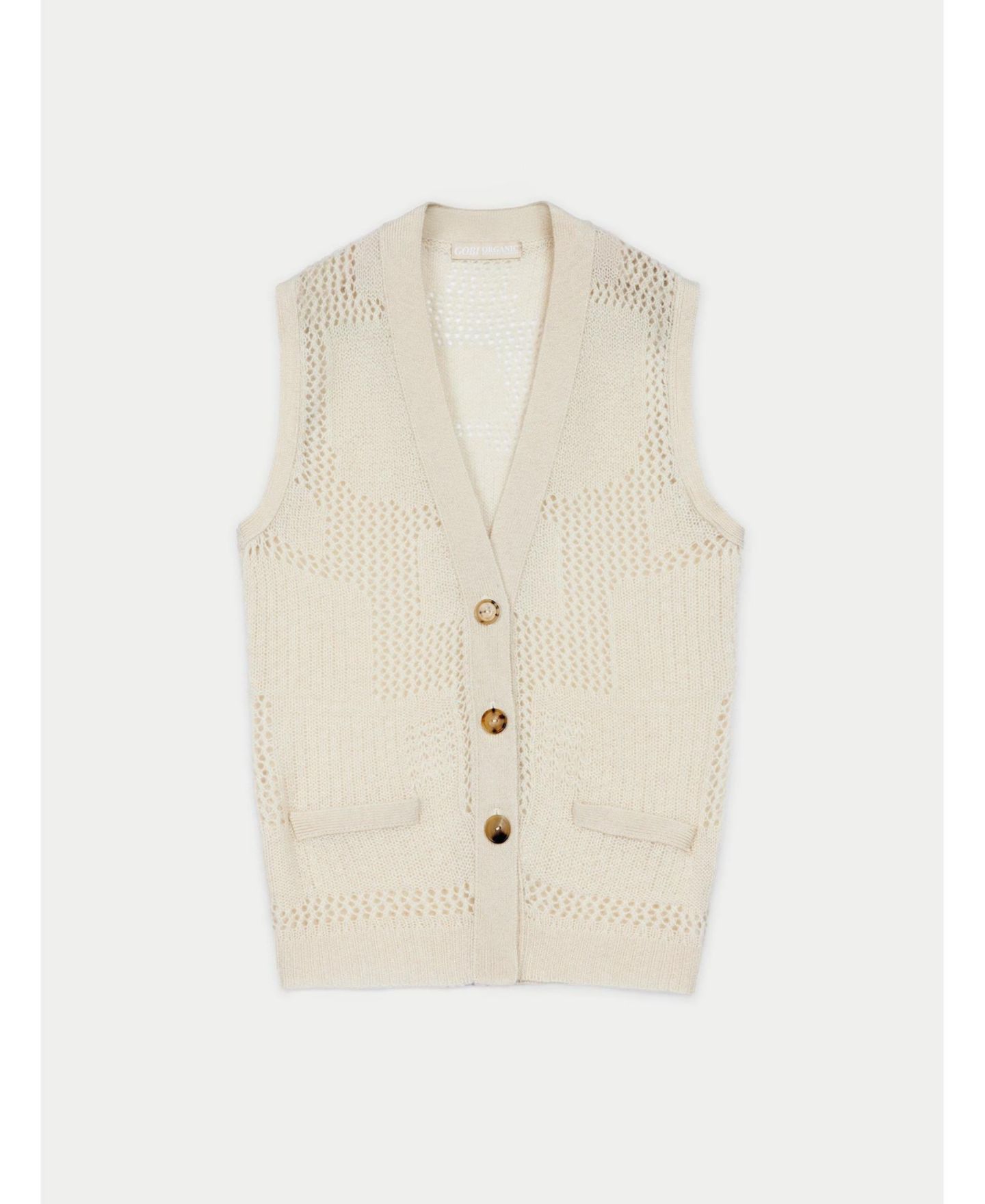Женский жилет Gobi Cashmere Mixed Pattern Cashmere Vest, цвет: Нейтральный серый — фото 8